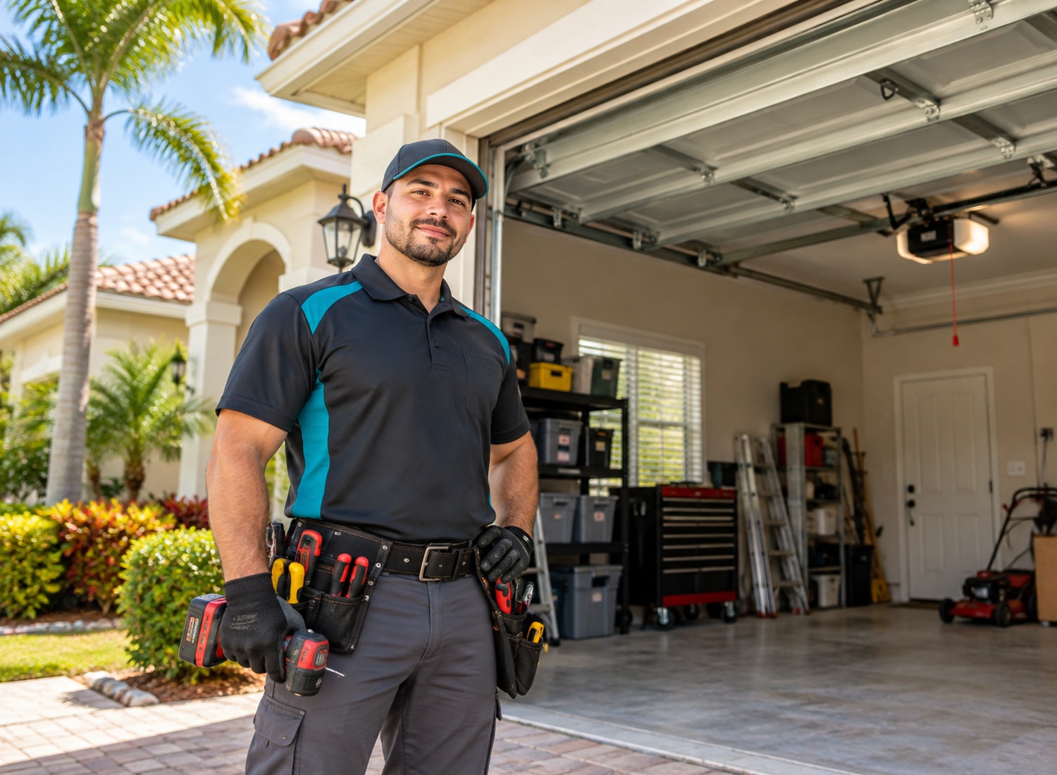 Garage Door Technician At A Treasure Island Home